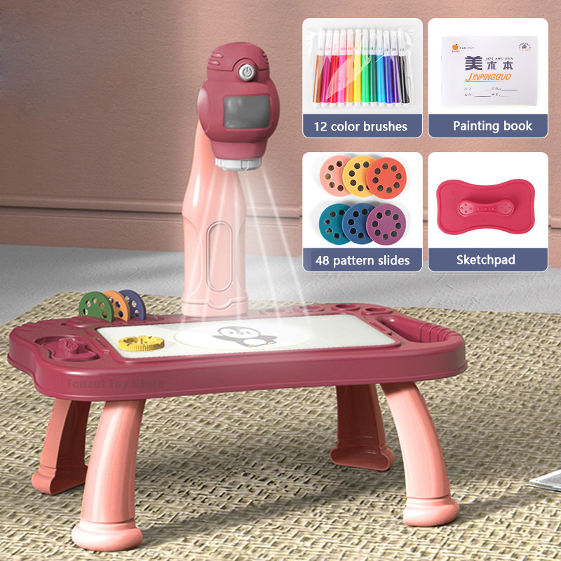 Kids Education Table - Smart Projector Kids Painting Table Set