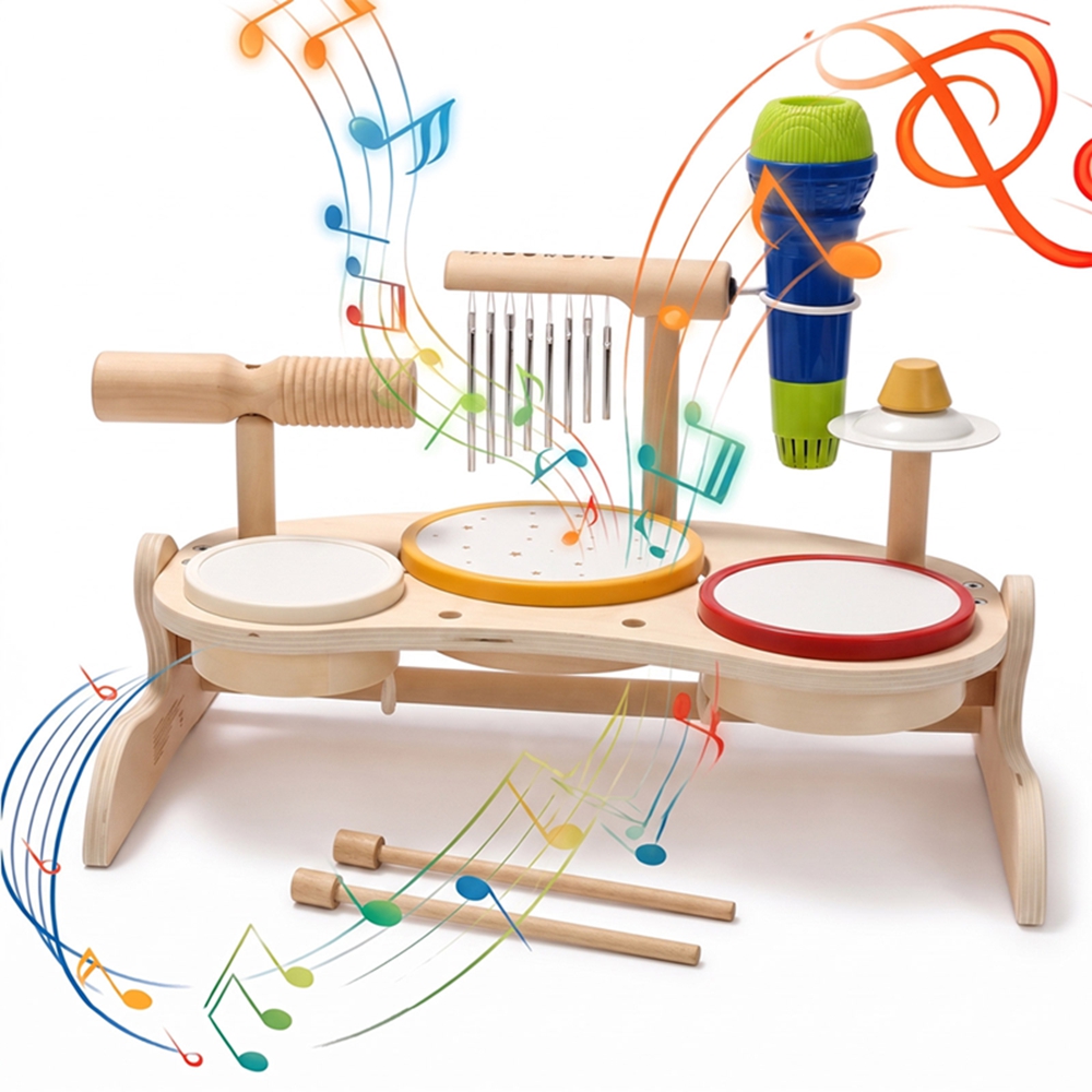 Kids Education Table - Kids Wooden Drum Set Musical Toy