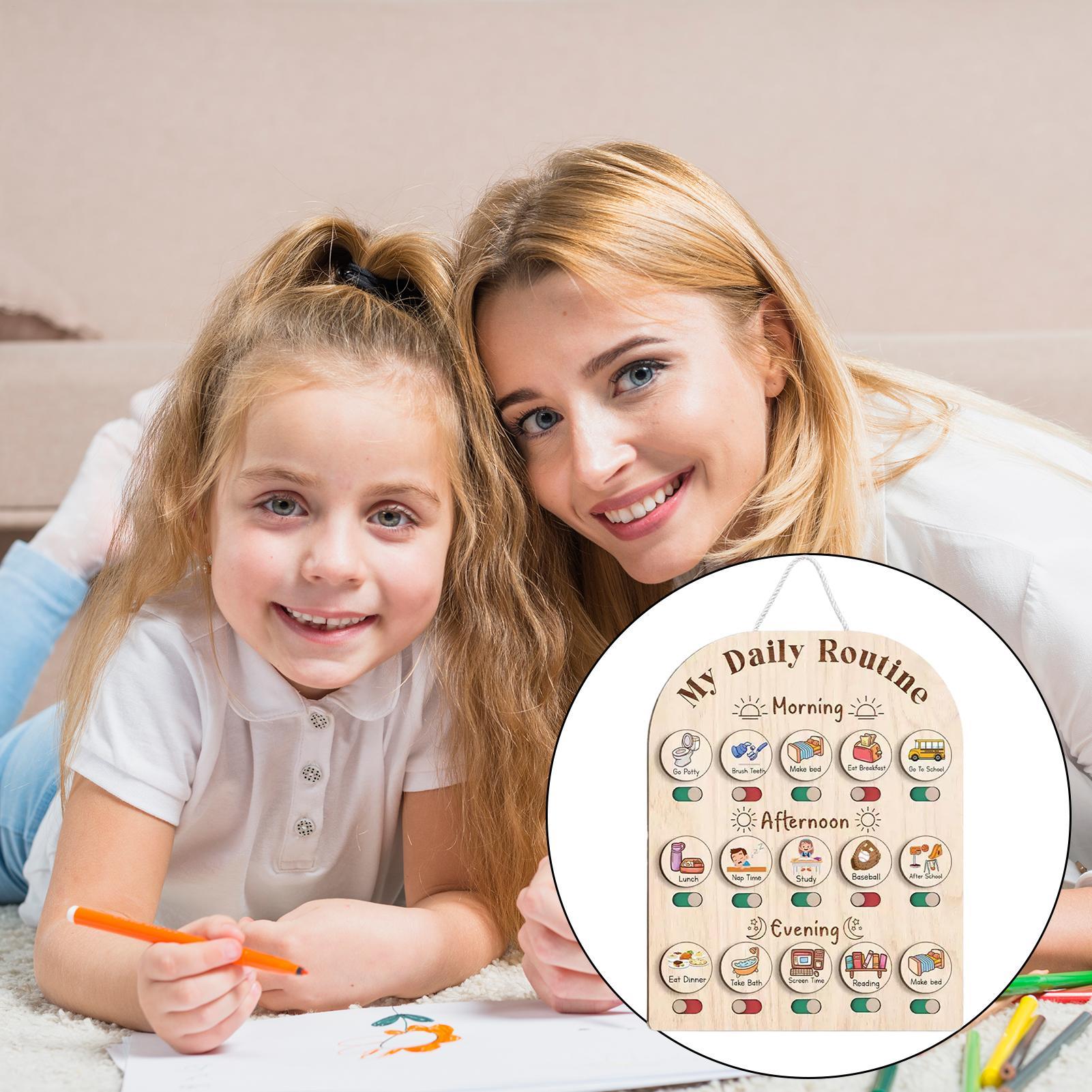 Routine Chart For Kids Wooden  - Kids Education Planner 评论和价格