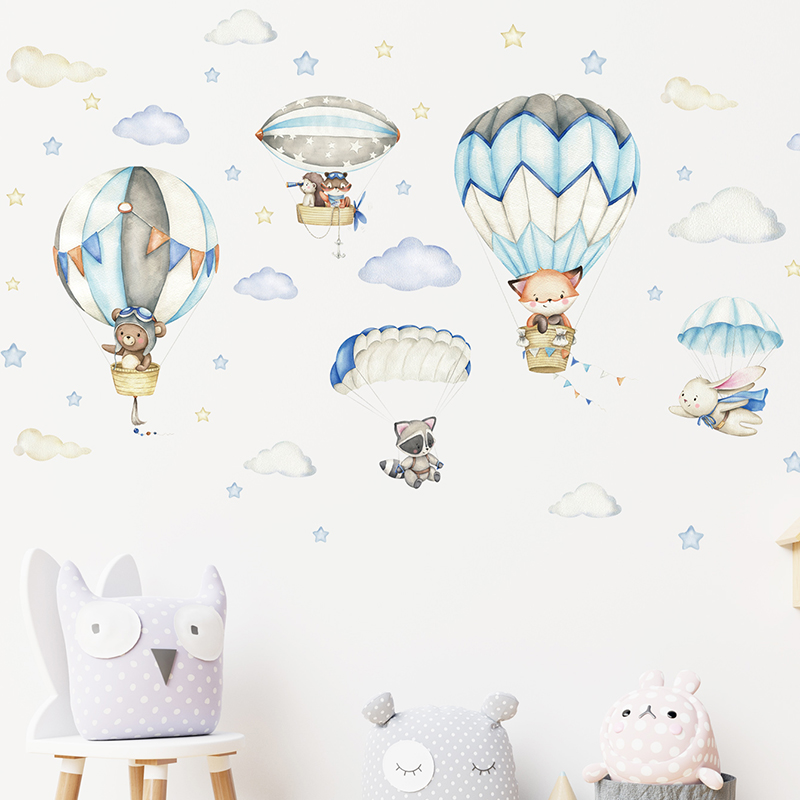Cartoon Cute Animals Hot Air B - Kids Education Quotes 评论和价格