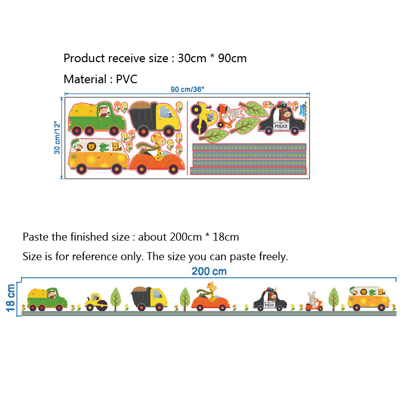 Cartoon Animals Car Wall Stick - Kids Education Quotes 评论和价格