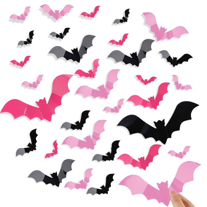 24/48Pcs Halloween Pink Bats W - Kids Education Quotes 评论和价格