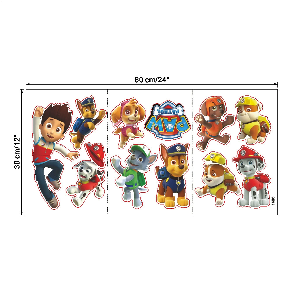 Cartoon Pawed Patrol Wall Stic - Kids Education Quotes 评论和价格