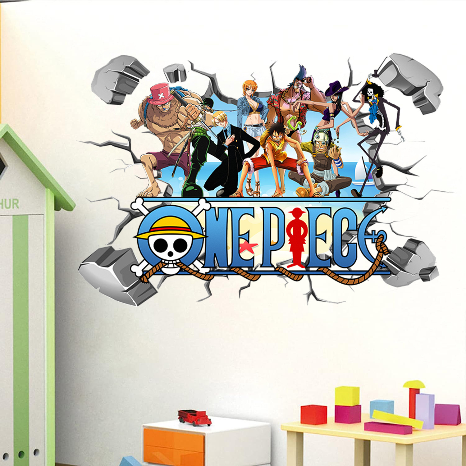 Cartoon One Piece Luffy 3D Wal - Kids Education Quotes 评论和价格