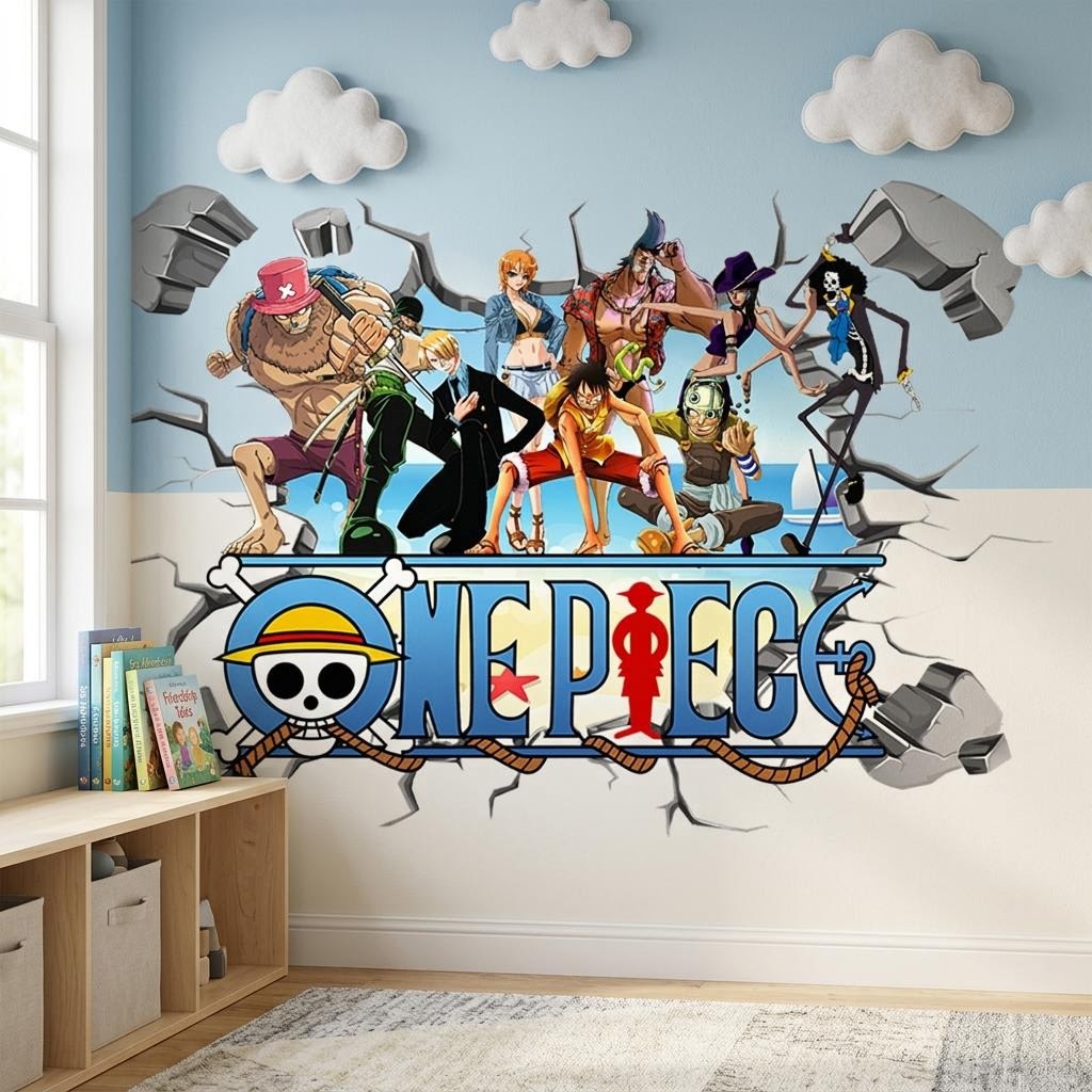 Cartoon One Piece Luffy 3D Wal - Kids Education Quotes 评论和价格