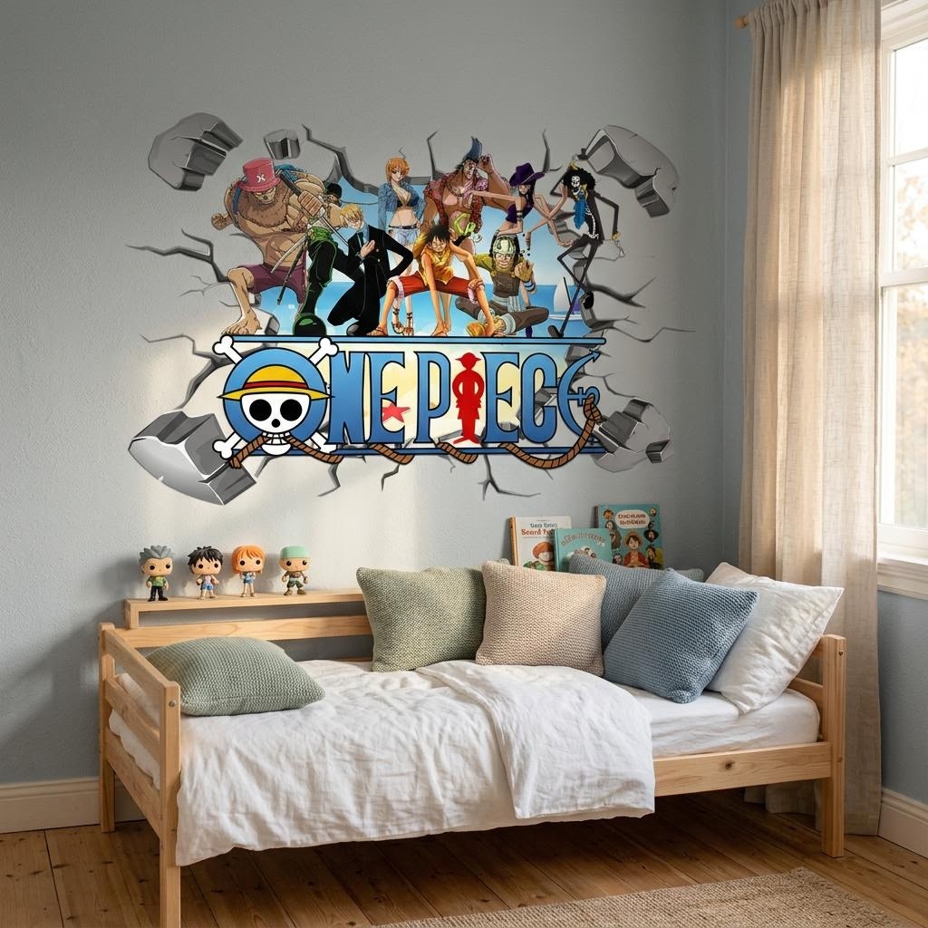 Cartoon One Piece Luffy 3D Wal - Kids Education Quotes 评论和价格