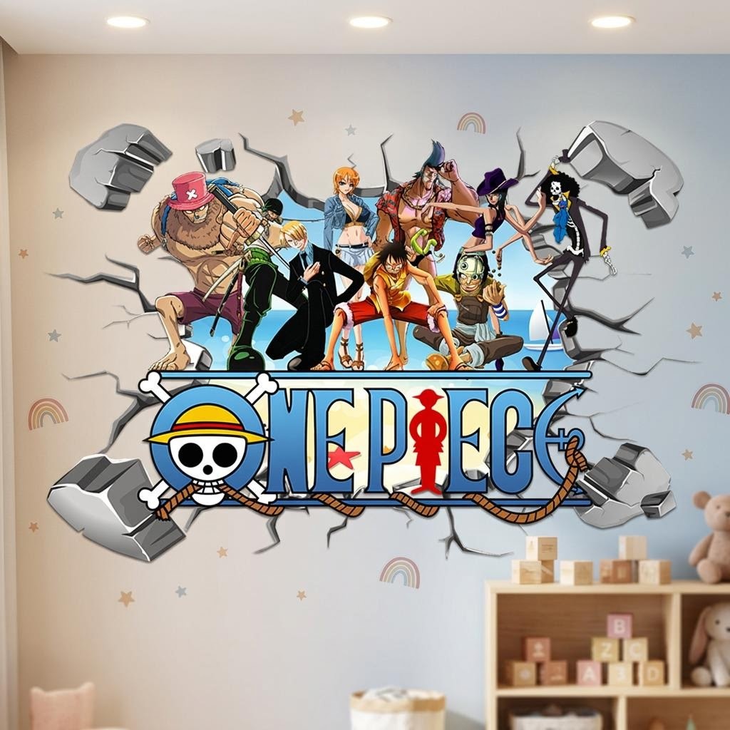 Cartoon One Piece Luffy 3D Wal - Kids Education Quotes 评论和价格