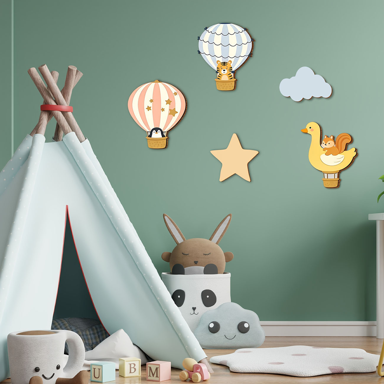 5Pcs Animal Hot Air Balloon Wo - Kids Education Quotes 评论和价格